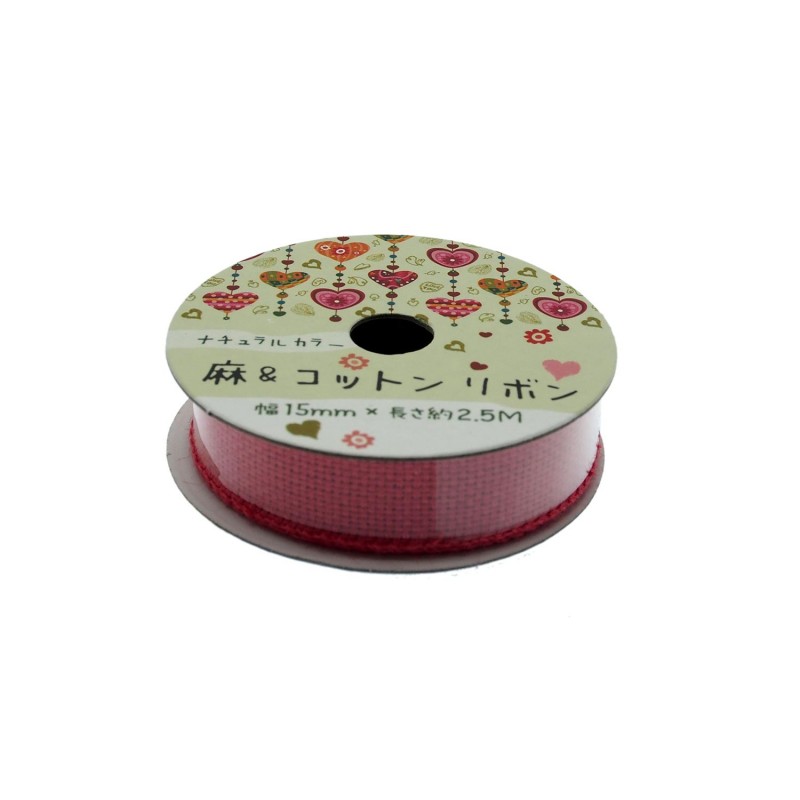 Linen Ribbon Red 15mm x 2.5m